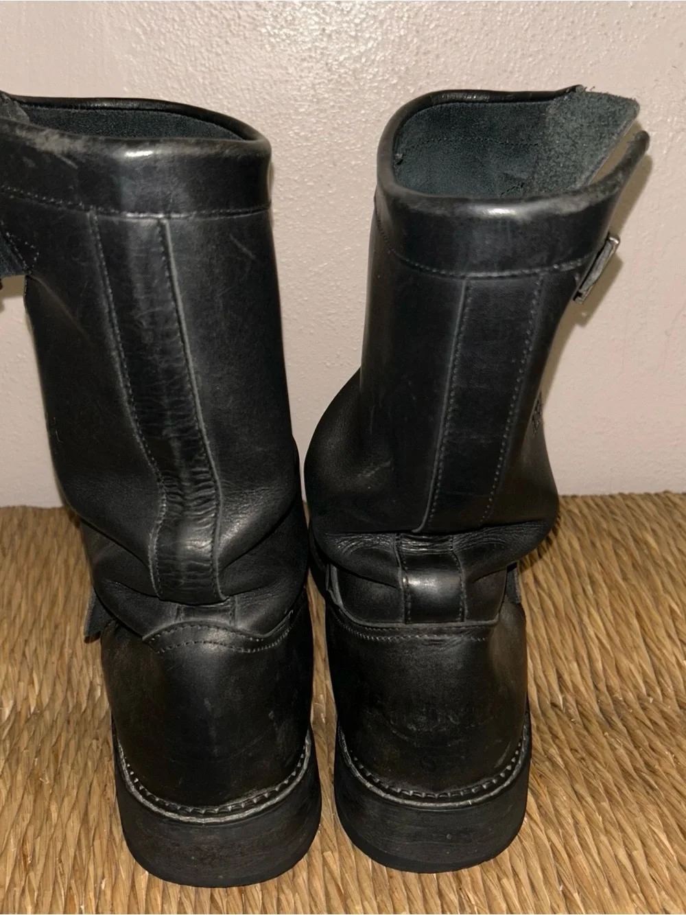 Triumph vtg moto harness  Black Leather Buckle Engineer Boots